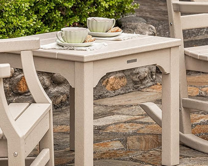 Martha Stewart by POLYWOOD Chinoiserie 3-Piece Outdoor Rocking Chair Set with Patio Side Table, White, HDPE All-Weather Furniture, Classic Porch Rockers for Deck, Garden & Backyard, Made in The USA