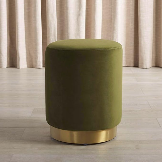 SAFAVIEH Couture Collection Elsworth Olive Green Velvet/Brass Ottoman Foot Stool (Fully Assembled)