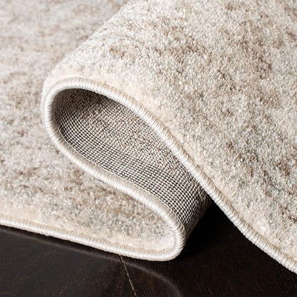 SAFAVIEH Evoke Collection Area Rug - 3' Round, Ivory & Taupe, Distressed Design, Non-Shedding & Easy to Clean, Ideal for Foyer, Bedroom, Accent Space (EVK256E)