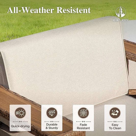 HERA'S HOUSE 6 Pieces Patio Furniture Set, 4 Sectional Outdoor Rattan Wicker Sofas with 2 Ottomans, All Weather Patio Conversation Set with 5.3" Widened Armrest, 10" Ultra Thick Cushion for Deck