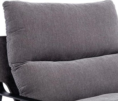 DUOMAY Modern Accent Arm Chair Set of 2, Comfy Linen Lounge Lazy Chair with Metal Leg, Mid-Century Corner Chair for Living Room Bedroom Office Apartment, Grey