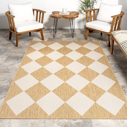 nuLOOM 8' x 10' Outdoor Performance Area Rug, Stain Resistant, Weather Resistant, High Traffic, Patio, Balcony, Outside, Sabina Tan