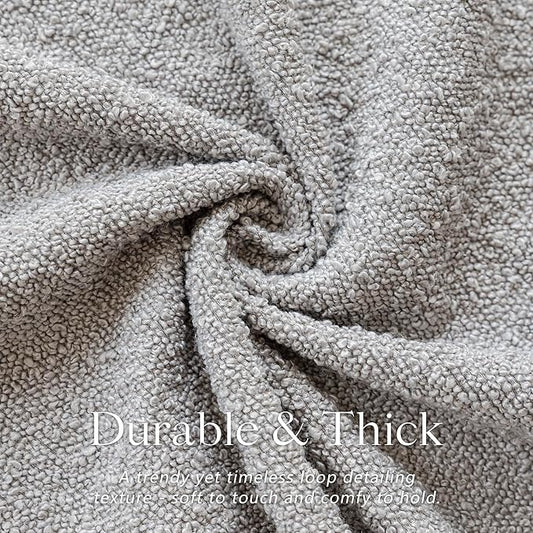 Foindtower Pack of 2 Textured Boucle Throw Pillow Covers Accent Solid Decorative Pillow Cases Cozy Woven Couch Cushion Case for Sofa Bedroom Living Room Home Decor, 20 x 20 Inch,Neutral Grey