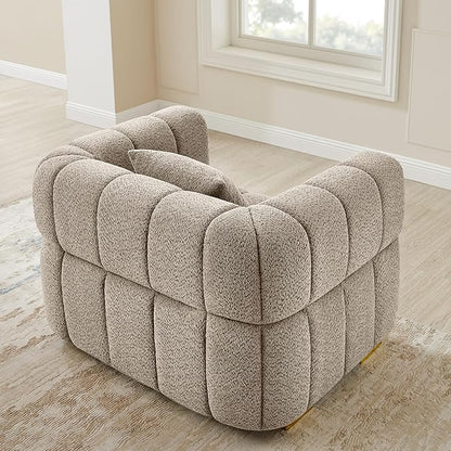 VANOMi 44.09”Oversized Accent Chair, Boucle Arm Chair with Deep Seat, Comfy Reading Chair for Living Room, Bedroom, Office, Apartment, Camel (1 Piece)
