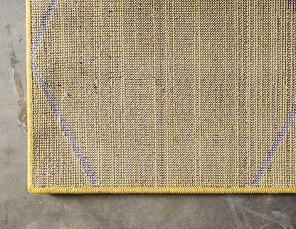 Unique Loom Trellis Frieze Collection Area Rug - Geometric, 2' x 6' Runner, Yellow/Ivory