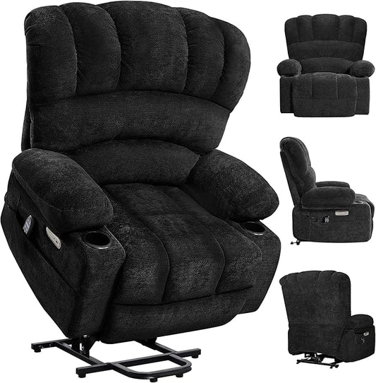 DURASPACE Power Lift Recliner Chair Massage Recliners with Heat, Shell Backrest Lift Chair Recliners for Elderly（Dark Gray）