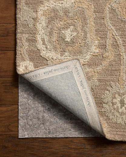Loloi Chris Loves Julia Dorothea Collection DRT-01 Bark/Stone 2'-6" x 7'-6" Runner Rug Wool Neutral Floral Living Room Bedroom Carpet