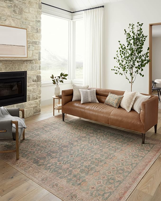 Loloi Angela Rose Aubrey Collection AUB-02 Aqua/Sand 3'-9" x 5'-6", .19" Pile Height, Accent Rug
