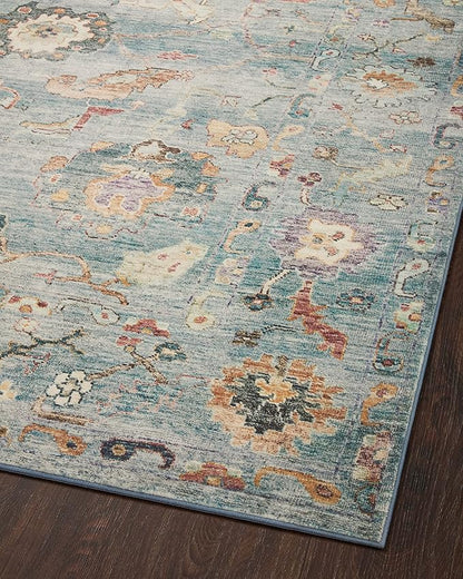 Loloi Margot Collection MAT-06 Denim/Multi 7'-6" x 9'-6" Area Rug feat. CloudPile, No-Shed Easy Clean Large Patterned Area Rug for Living Room, Bedroom, Dining Area