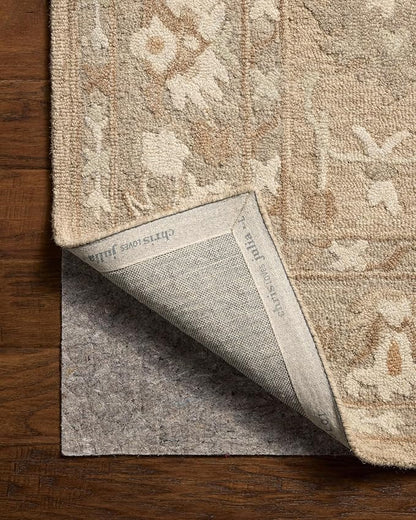 Loloi Chris Loves Julia Dorothea Collection DRT-02 Khaki/Dove 11'-6" x 15' Area Rug Wool Neutral Floral Living Room Bedroom Carpet