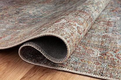 Loloi Chris Loves Julia Jules Collection JUL-05 Lagoon/Brick 2'-6'' x 7'-6'', .13" Pile Height, Runner Rug