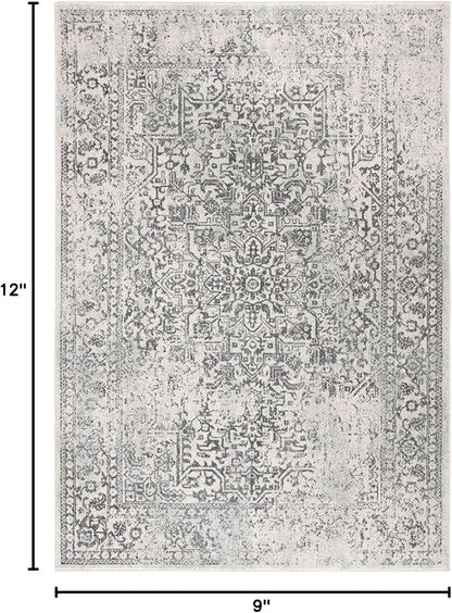SAFAVIEH Area Rug 9x12 - Evoke Collection - Large - Ivory & Grey, Distressed Design, Non-Shedding & Easy to Clean, Ideal for Living Room, Bedroom, Dining Space (EVK256F)