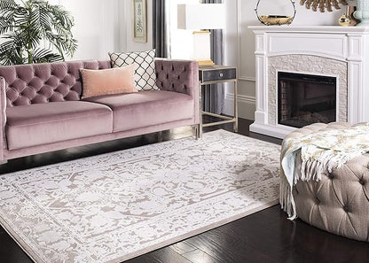 SAFAVIEH Area Rug 6x9 - Reflection Collection - Beige & Cream, Non-Shedding & Easy Cleaning, Ideal for Living Room, Bedroom, Dining Space (RFT665A)