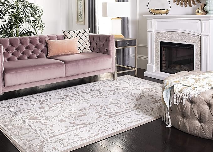 SAFAVIEH Area Rug 9x12 - Reflection Collection - Large - Beige & Cream, Non-Shedding & Easy Cleaning, Ideal for Living Room, Bedroom, Dining Space (RFT665A)