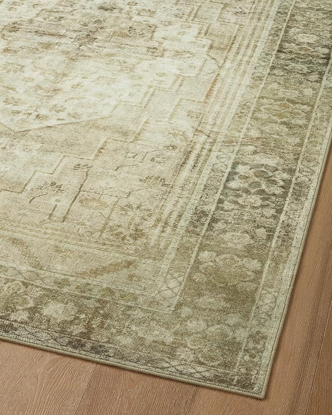 Loloi Magnolia Home by Joanna Gaines Banks Collection BAN-06 Natural/Granite 2'-6" x 7'-6", .13" Pile Height, Machine Washable, Runner Rug