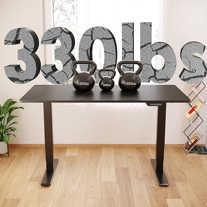 FLEXISPOT E6 MAX Dual Motor 55x28 Inch 3-Stage Heavy Duty Standing Desk, 330lbs Weight Capacity, Height Adjustable Desk w/Cable Management & Wheels (Seamless Black Desktop + Black Frame)