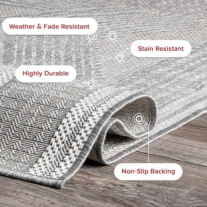 nuLOOM 2' x 3' Outdoor Tribal Geometric Area Rug, Stain Resistant, Weather Resistant, High Traffic, Patio, Balcony, Outside, Ranya Light Grey