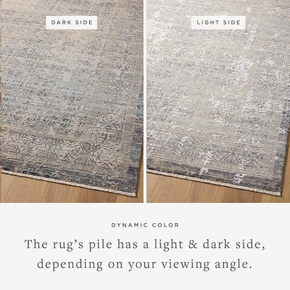 Loloi Amber Lewis Alie Collection ALE-04 Sky/Stone 7'-10'' x 7'-10'', .13'' Pile Height, Round Area Rug