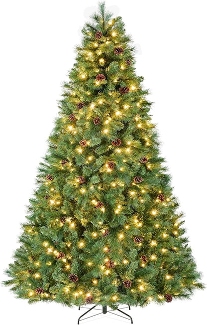 Best Choice Products 7.5ft Pre-Lit Scotch Pine Christmas Tree, Premium Pre-Decorated Artificial Holiday Decor w/ 1,320 Branch Tips, 2-in-1 White and Multicolor LED Lights, Cordless Setup