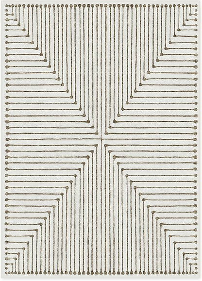 RUGGABLE x Jonathan Adler Machine Washable Modern Area Rug – Inkdrop Camel & Ivory 10x14, Stain-Resistant, Non-Slip – Large Rugs for Living Room, Bedroom, Hallway, Entryway & Office–with Standard Pad
