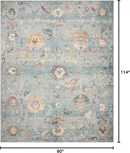Loloi Margot Collection MAT-06 Denim/Multi 7'-6" x 9'-6" Area Rug feat. CloudPile, No-Shed Easy Clean Large Patterned Area Rug for Living Room, Bedroom, Dining Area