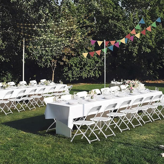Folding Chairs 30 Pack,White Plastic Folding Chairs for Indoor Outdoor,Portable Stackable Commercial Seat with Steel Frame 350lb.Capacity for Party Events Wedding Dining Picnic Office(30 Pack)