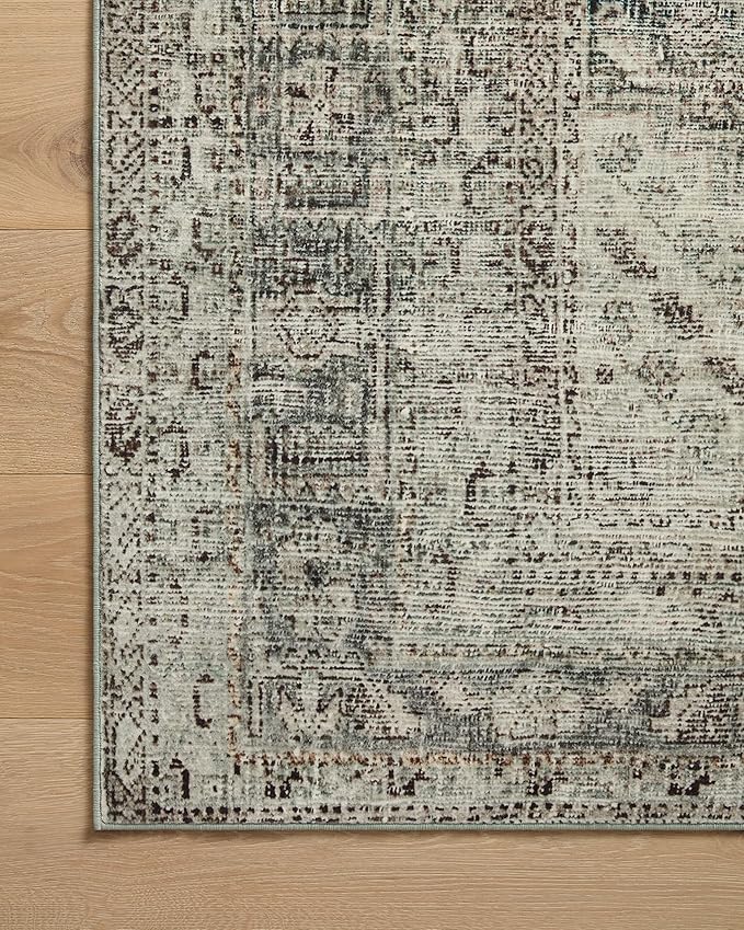 Loloi Magnolia Home by Joanna Gaines Sinclair Collection SIN-04 Natural/Sage 2'-3" x 7'-6", .25" Pile Height, Machine Washable, Runner Rug