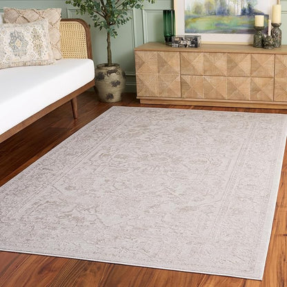 SAFAVIEH Area Rug 3' Square - Reflection Collection - Cream & Ivory, Non-Shedding & Easy Cleaning, Ideal for Living Room, Bedroom (RFT665D)