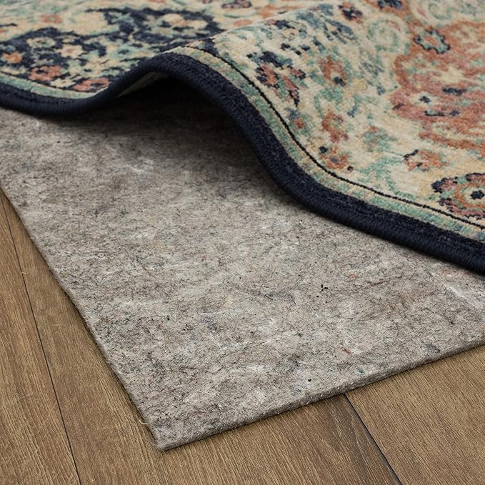 Mohawk Home 5' x 8' Non Slip Grip Rug Pad 1/4" Thick Dual Surface Felt Cushion + Rubber Gripper - Safe for All Floors