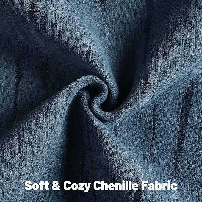FUTEI Navy Blue Chenille Decorative Throw Pillow Covers 20x20 Inch Set of 2,Soft Embossed Striped Textured Cushion Case,Modern Home Decor for Couch Bed Living Room