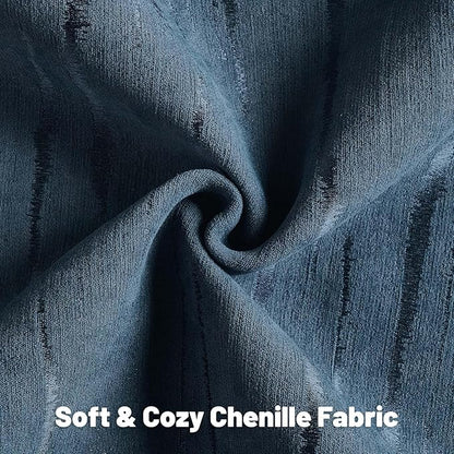 FUTEI Navy Blue Chenille Decorative Throw Pillow Covers 12x20 Inch Set of 2,Soft Embossed Striped Textured Lumbar Pillow Cases,Modern Home Decor for Couch Bed Living Room