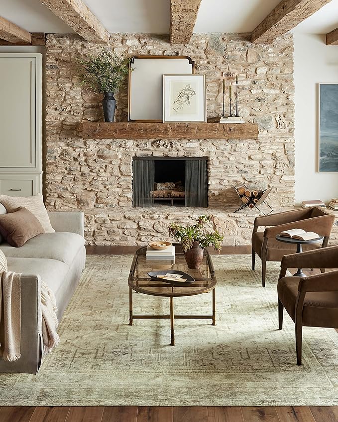 Loloi Magnolia Home by Joanna Gaines Banks Collection BAN-06 Natural/Granite 2'-3" x 3'-9" .13" Pile Height, Machine Washable, Accent Rug