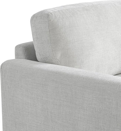 Studio Living® Matthew 75.6" Sofa, Mid-Century Modern, Pocket Coil Comfort, Metal Brushed Bronze Legs, Chenille Fabric, Ivory