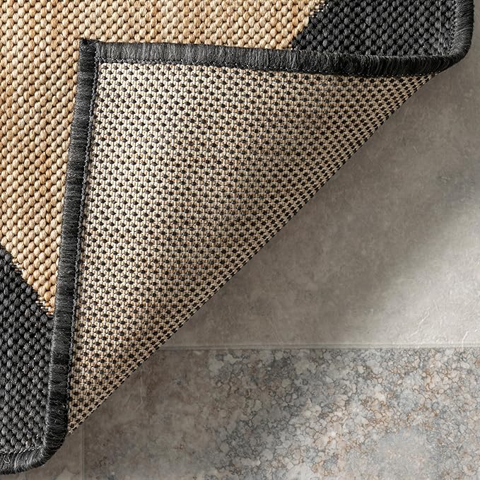 nuLOOM 2' x 6' Outdoor Performance Area Rug, Stain Resistant, Weather Resistant, High Traffic, Patio, Balcony, Outside, Sabina Dark Grey
