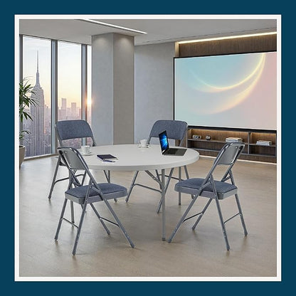 OEF Furnishings OEF2200 Series Heavy-Duty Premium Fabric Padded Upholstery Double-Hinged Folding Chairs (4-Pack, Midnight Blue)