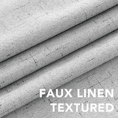 H.VERSAILTEX Linen Blackout Curtains Durable Thick Textured Linen Look 100% Blackout Patio Door Curtain Anti Rust Grommet Extra Wide Sliding Door Curtain Panel, Glacier Gray, W100 x L84 inch