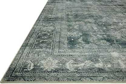 Loloi Magnolia Home by Joanna Gaines Banks Collection BAN-03 Blue/Lagoon 2'-6" x 7'-6", .13" Pile Height, Machine Washable, Runner Rug