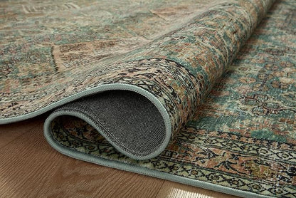 Loloi Magnolia Home by Joanna Gaines Sinclair Collection SIN-03 Turquoise/Multi 8'-6" x 11'-6", .25" Pile Height, Machine Washable, Area Rug