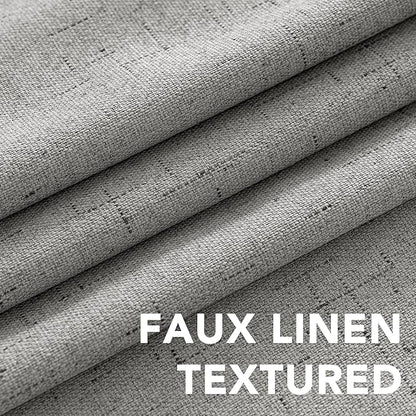 H.VERSAILTEX Linen Blackout Curtains 54 Inches Long 100% Blackout Thermal Insulated Textured Linen Look Curtain Draperies Anti-Rust Grommet, Energy Saving with White Liner, 2 Panels, Dove Gray