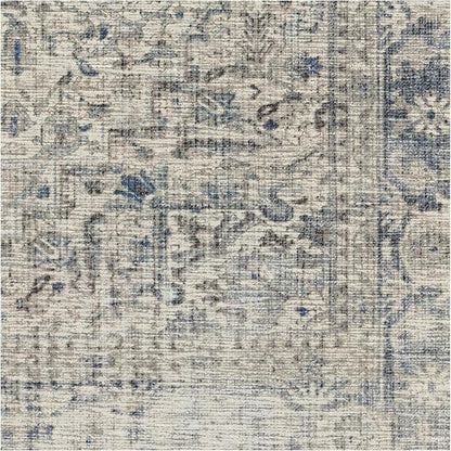 RUGGABLE Washable Vintage Area Rug – Kamran Blue Quartz 5x7, Stain-Resistant, Non-Slip – Medium Machine Washable Rugs for Living Room, Bedroom, Hallway, Entryway & Office–with Cushioned Pad