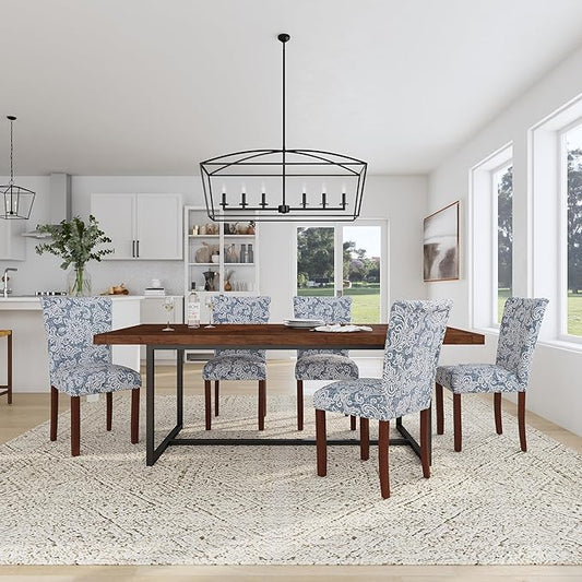 HomePop Classic Parsons Dining Chair -Denim Jacobean Print (Set of 2)