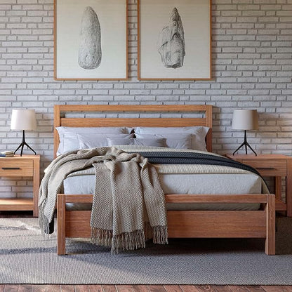Grain Wood Furniture Loft Full Size Solid Wood Bed, Acacia