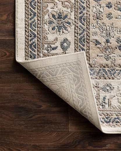 Loloi Teagan Collection TEA-02 Oatmeal/Ivory 6'-7" x 9'-2" Area Rug, Large, Soft Neutral Rug, High-Traffic for Living Room, Bedroom, Home Office, Dining Area