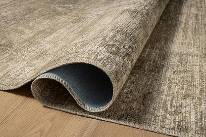Loloi Amber Lewis Cambria Collection CBR-03 Sand/Olive 2'-6" x 7'-6" Runner Rug Jute, Neutral, Vintage Style, Antique Tone, Living, Bedroom, Dining, Carpet