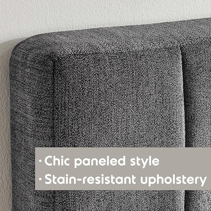 Nestl Upholstered Full Headboard - Easy Assemble Channel Stitched Headboard Full Size - Wall Mounted Headboards with 3D Soundproof Wall Panels Peel & Stick Floating Headboards, Grey
