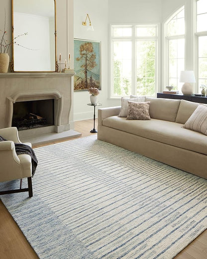Loloi Chris Loves Julia Chris Collection CHR-01 Ivory/Denim 2'-6'' x 7'-6'', .50" Pile Height, Runner Rug