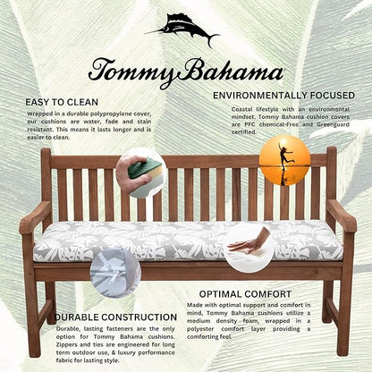 Tommy Bahama Bench Cushion, 50" X 19" X 2.5", Tropical Chrome