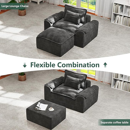 Hobestluk Rectangular Cloud Memory Foam Ottoman for Couch Comfy Couch Footrest with Removable Cover Ideal for Living Room Bedroom or Office as Extra Seating or Coffee Table (Dark Grey, Ottoman)