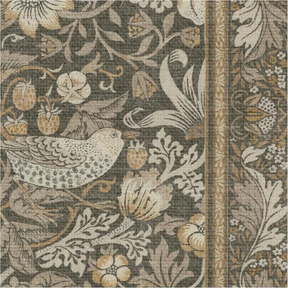 RUGGABLE x Morris & Co Machine Washable Area Rug – Strawberry Thief Stone Gold 3x5, Stain-Resistant, Non-Slip – Small Rugs for Living Room, Bedroom, Hallway, Entryway & Office–with Cushioned Pad