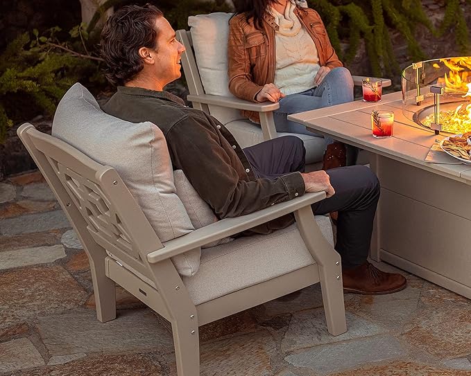 Martha Stewart by POLYWOOD® Chinoiserie Deep Seating Chair in White/Glacier Spa